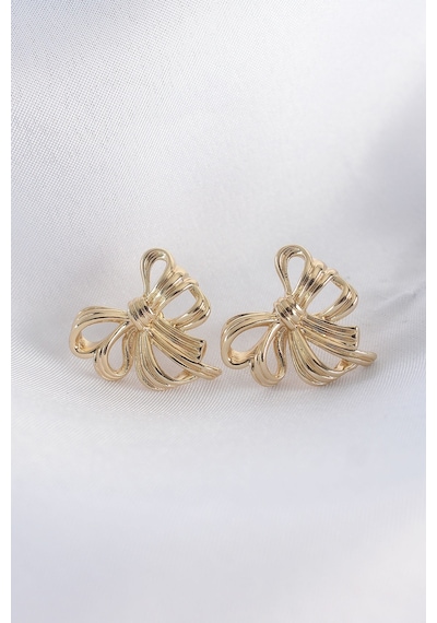 Pirinç Gold Renk Fiyonk Küpe -kp-1068 Çok Renkli