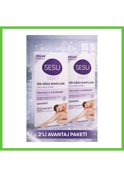 Bezos Sesu Soft Sir Ağda Bantları 32 Adet Vegan Formula Tüm Vücut Ve Yüz İçin Soğuk Ağda Bandı 2'li Paket Dmc