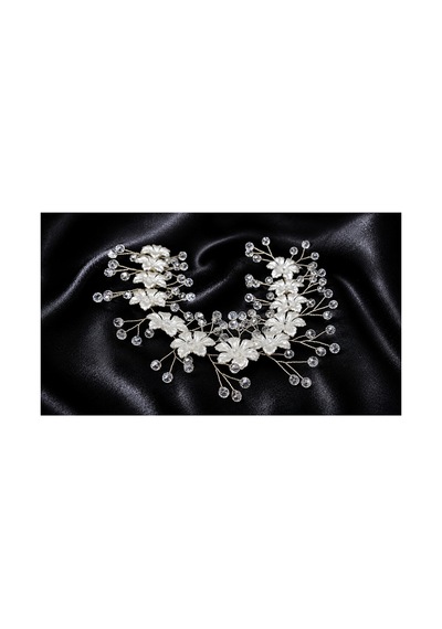 Kristal Çiçekli Gelin Saç Aksesuarı Beyaz Bridal Hair Vine Düğün Tacı Beyaz Beyaz
