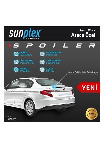 Spoiler Skoda Rapit Kasa Uyumlu Anatomik Parlak Siyah