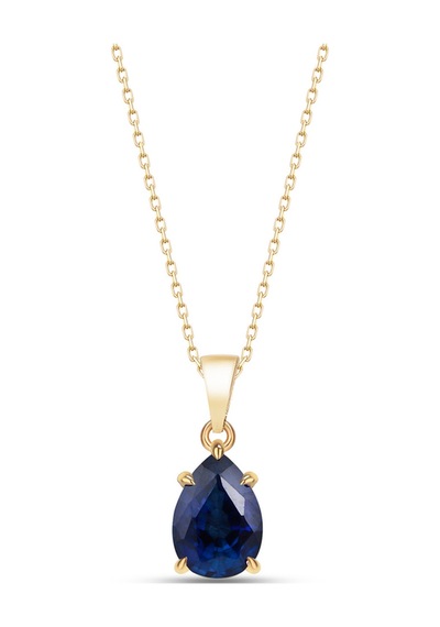 925 Ayar Gümüş Altın Kaplama Damla Kesim Safir Taşlı Kolye Zarif Kadın Takı Ve Hediye Gümüş