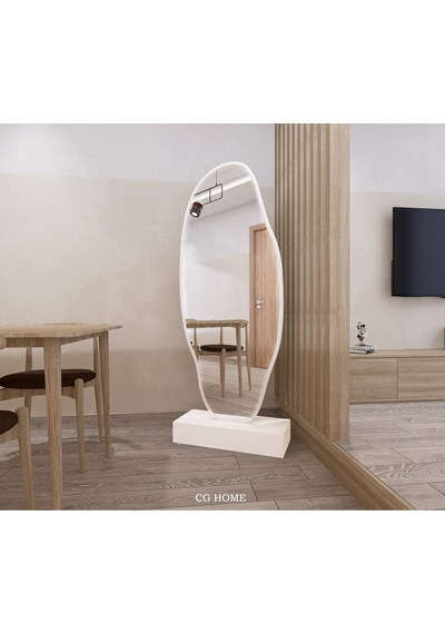 Asimetrik Ayna, Ultralüx Boy Aynası, Asimetrik Boy Aynası 188x66 180 X 65 Beyaz