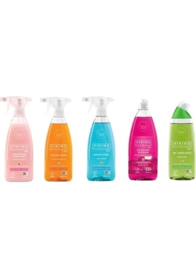 Viking Premium Mutfak Banyo Çok Amaçlı Wc Temizleyici Bulaşık Deterjanı Orman Meyveleri 5 x 750 ML