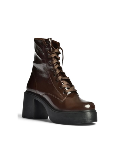 Fox Shoes V726681502 Kahverengi Rustik Kalın Topuklu Bağcıklı Postal Bot