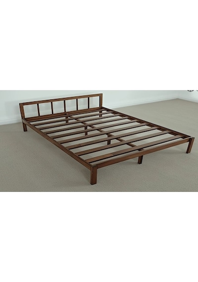 120cm X 200cm Masif Ahşap Yuvarlak Çıtalı Başlıklı Karyola Ceviz Rengi 120cm X 200cm Masif Ahşap Yuvarlak Çıtalı Başlıklı Karyola Ceviz Rengi