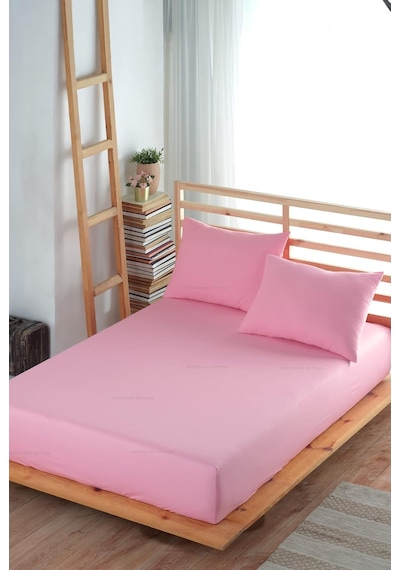 Formeya Lastikli Çarşaf Takımı%100 Pamuk Yastık Kılıflı Pudra, 160 X 200 Abanoz