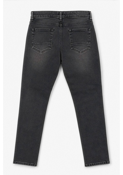 Erkek Slim Fit Düz Kesim Dar Paça Antrasit Jean Pantolon