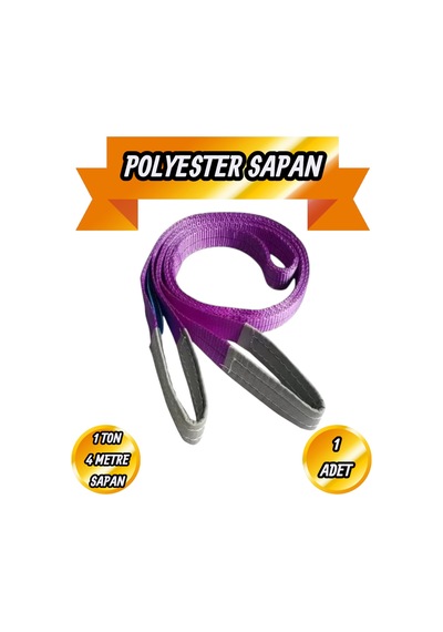 Polyester Sapan Mor Renk 1 Ton 4 Metre Sağlam Yük Kaldırma Taşıma İndirme Halat Spanzet