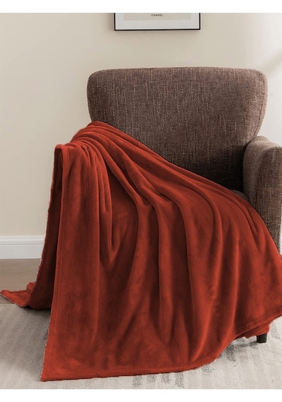 Mulberry Wellsoft Battaniye Televizyon Battaniyesi Peluş Polar Battaniye Tek Kişilik 170 x 230-kiremit
