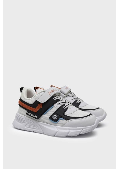 Pepino P-1432 Beyaz Turuncu Unısex Çocuk Çift Cırtlı Sneaker Beyaz Turuncu