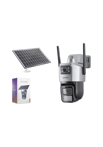 Lenovo G4s4 Smart Solar 4g Sım Kartlı Ip Güvenlik Kamerası 2 Lens 2x3mp Aov Ptz - Siyah