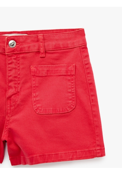 Koton Cep Detaylı Normal Bel Pamuklu Slim Fit Mini Şort Kırmızı 6sal40132mw