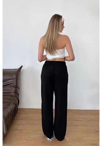 Giysa Kadın Beli Ayarlanabilir Çift Cepli Eşofman Altı Siyah - Ms0001418