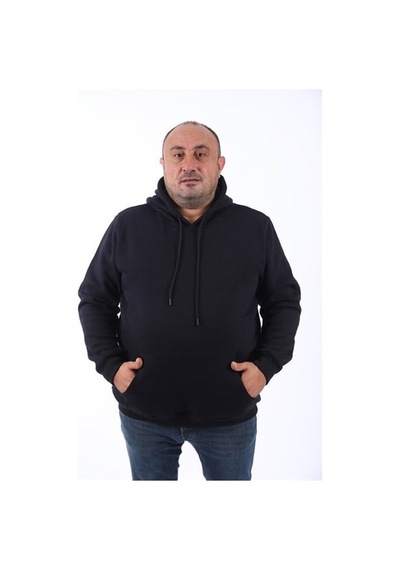 Starbattal Büyük Beden Erkek Basic Sweat Kapüşonlu 11700-45 Siyah