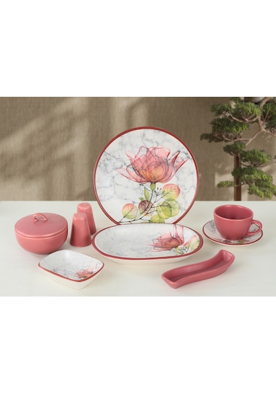 Remetta Riva Delux 30 Parça Kahvaltı Takımı Rd-270 Beyaz - Pembe