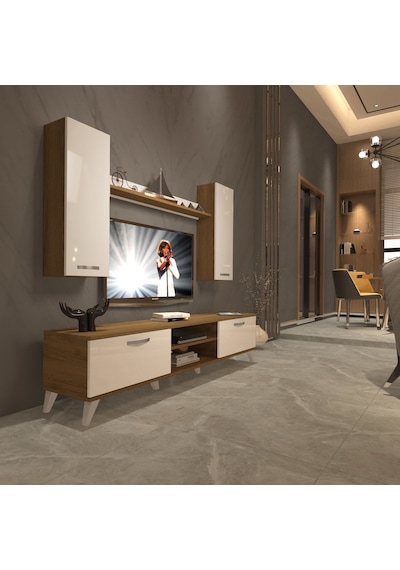 Decoraktiv Eko 7 Mdf Dvd Retro Tv Ünitesi Tv Sehpası Pera - Beyaz