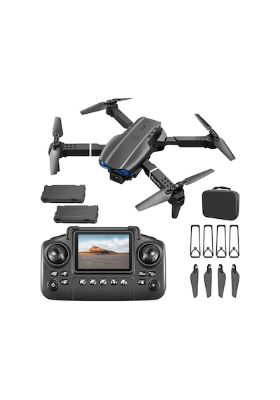 R09-s Drone Kameralı Ekranlı Kumandalı Yedek Bataryalı Quadcopter Hd Kamera App Destek