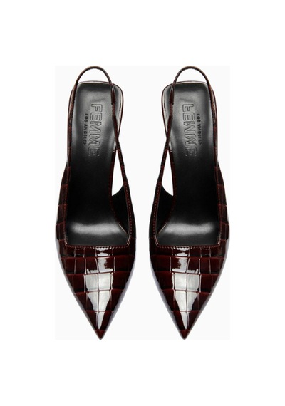 Femme La G63 120 Exotic Burgundy Vegan Deri, Slingback Stiletto Bordo