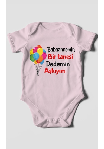 Morivokids Babaanneye Ve Dedeye Özel Kısa Kollu Bebek Body %100 Pamuk Zbn161-kk Bebe Pembe
