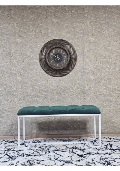 Zafir Beyaz Boyalı - L - Ayaklı 100 Cm X 38 Cm Oturak - Bench - Makyaj Taburesi - Makyaj Oturak Yeşil