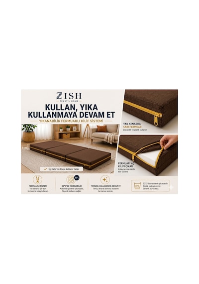 Zishome Çift Kişilik Multipurpose 5 İn 1 Antrasit Çift Kişilik Katlanır Süngerli Misafir Yer Yatağı Ve Balkon Minderi 7cm