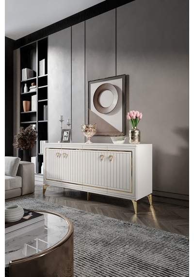 KLAS KONSOL MDF MEBRAN KAPAK EKRU GOLD