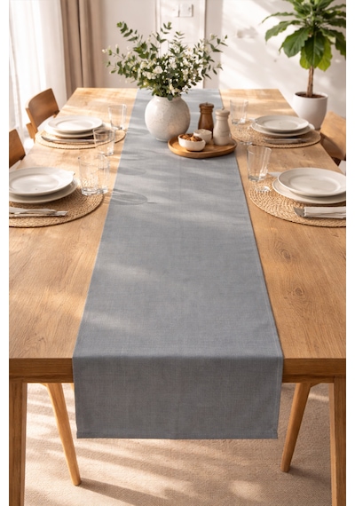 Dekoratif Bohem Runner - Yemek Masası Ve Salon Konsol Örtüsü 50x150 Cm Antrasit
