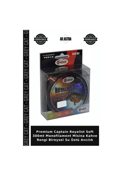 Premium Captain Royalist Soft 300mt Monofilament Misina Kahve Rengi Bireysel Dip Takımı Avcılık 0.40mm