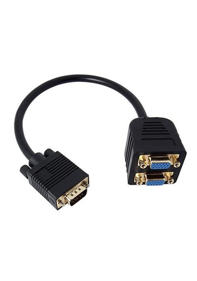 Altın Uçlu Vga Çoklayıcı Splitter Kablo 1 Erkek 2 Dişi 0.25m