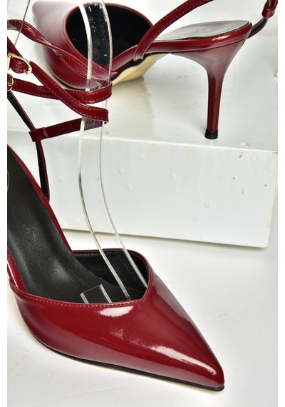 Fox Shoes U654078108 Bordo Rugan İnce Topuklu Kadın Ayakkabı Bordo