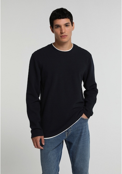 Colin's Colins Regular Fit Yuvarlak Yaka Jakarlı Erkek Lacivert Tişört Cl1076433 Q1.v2 Nav