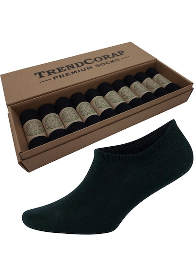 Trendcorap Premium Bambu Erkek Sneaker Görünmez Bilekte Spor Çorap 10 Lu Özel Kutu Siyah