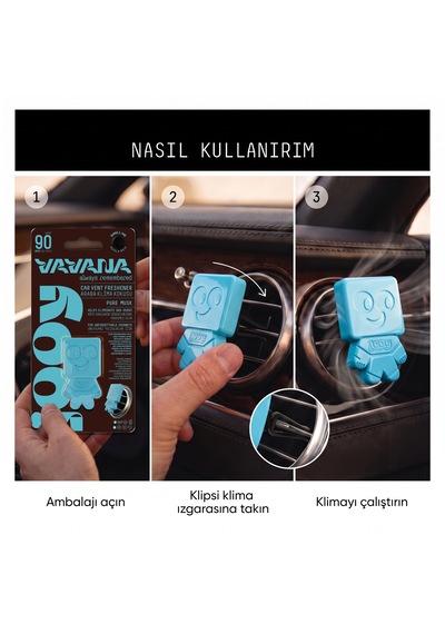 Vavana Jooy Araba Klima Kokusu 6'lı Set, 90 Gün Etkili Oto Kokusu Pure Musk