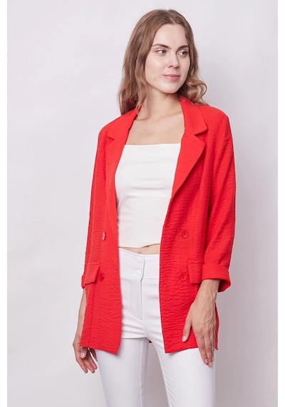 Yazlık Likrasız Keten Kumaş Yakalı Cep Kapaklı Oversize Blazer Ceket-koyu Mercan K.mercan Yazlık Likrasız Keten Kumaş Yakalı Cep Kapaklı Oversize Blazer Ceket-koyu Mercan K.mercan