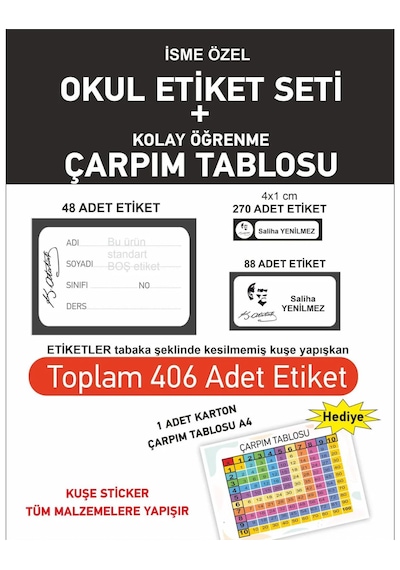 Baskılı Okul Etiketi Kalem Defter Etiketi Isme Özel Etiketler 46