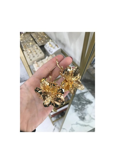 Gold Çiçek Küpe Altın
