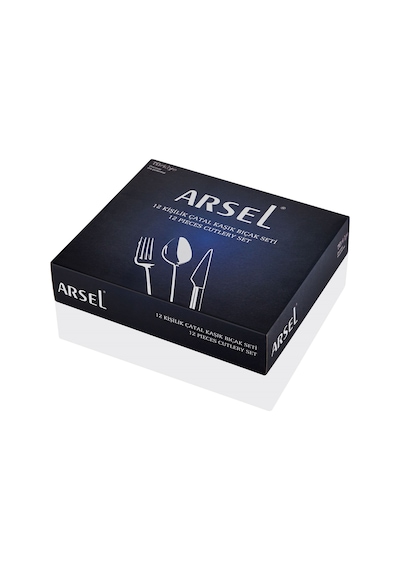 Arsel İris Sade 77 Parça 12 Kişilik Çatal Kaşık Bıçak Seti & Servis Takımı 304 Kalite Gümüş