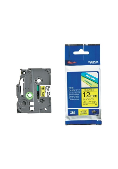Brother TZE-631 12 MM Sarı Üzeri Siyah Laminasyonlu Etiket
