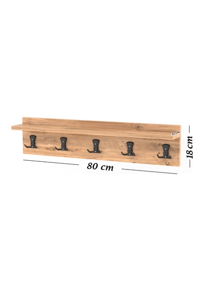 Askılık Duvar Elbise Askılığı Portmanto 80 Cm Ceviz Düz Kahverengi