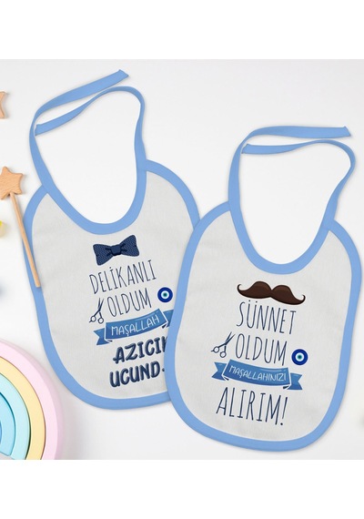 BK Kids Sünnet Tasarımlı 2’li Mavi Mama Önlüğü-3 Mavi