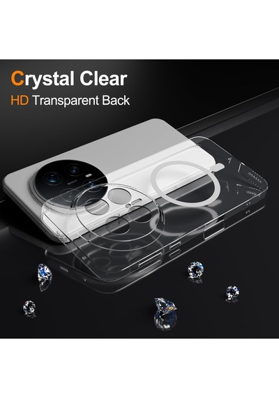 Caseonn Honor Magic 7 Pro Kılıf Magsafe Özellikli Sararmaz Kristal Sert Kapak Şeffaf