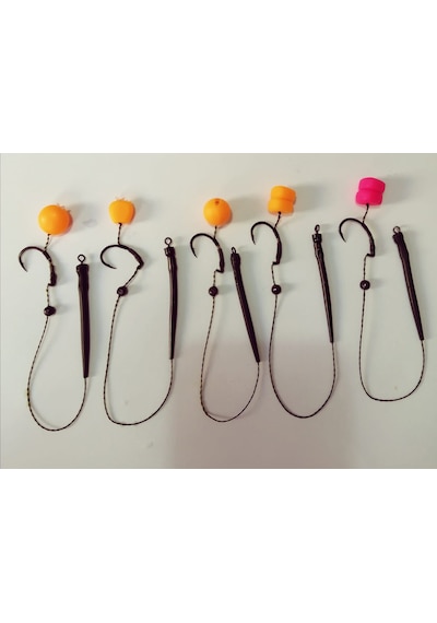5 Adet Sazan Rig Takımı ( Pembe Ve Turuncu Esp Mısır ile Pop Up)