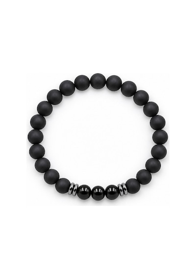 Alnis Atelier Mat Oniks ve Hematit Doğal Taş Kadın Erkek Bileklik - 8 mm, Elastik