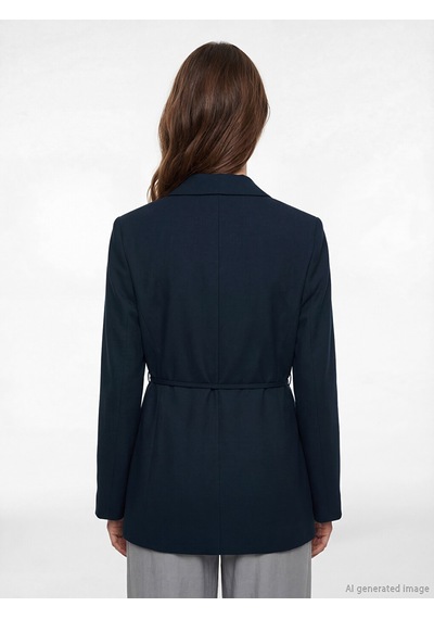 Lcw Modest Lacivert Kuşaklı Yaka Kadın Blazer Ceket