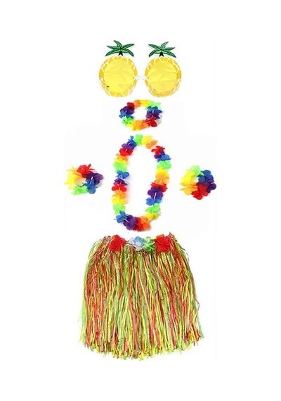 Yetişkin Ve Çocuk Uyumlu Luau Aloha Hawaii Rengarenk 40 Cm Etek Ananas Şekilli Gözlük Hawaii Kolye Renkli Taç Ve 2 Adet Bileklik Seti Çok renkli 82552186