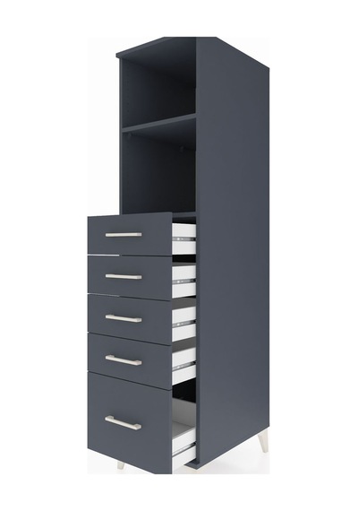 Kronos Dolap 2 Raflı 5 Çekmeceli 44x59x182 Antrasit-antrasit Antrasit