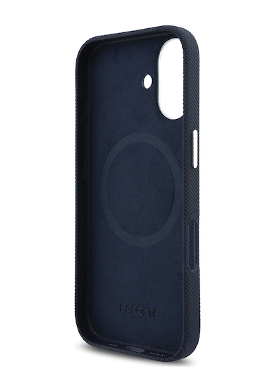 Apple iPhone 17 Kılıf Lacoste Lisanslı M-safe Uyumlu Pvc Pike Desenli İkonik Timsah Logolu Kapak Lacivert