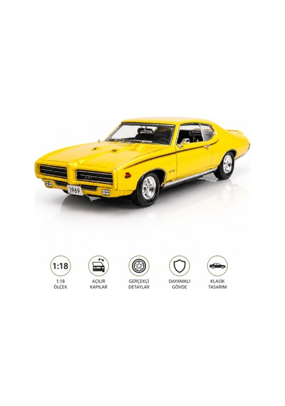 1:18 1969 Pontiac Gto Judge Sarı Diecast Klasik Model Araba Çok Renkli
