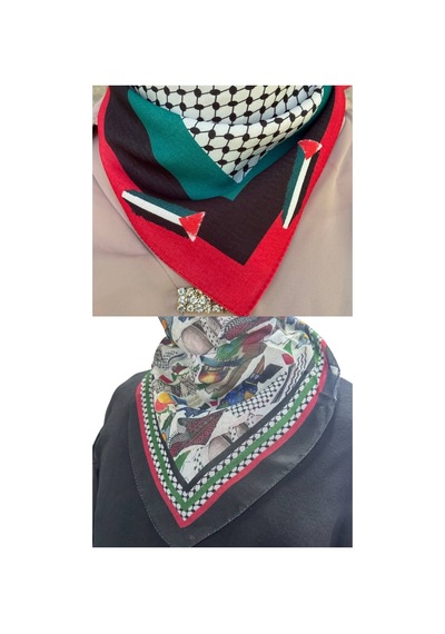 Aldaıyr 2 Adet Filistin Temalı Fular 50x50 Unisex Günlük Kullanıma Uygun Puşi Şal Kefiye Filistin Bayrak Renkli 9
