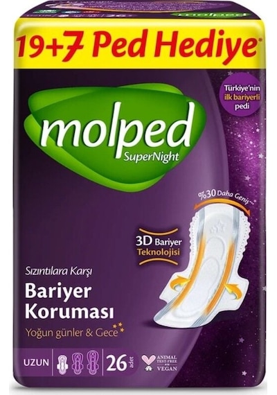 Molped Süpernight Süper Gece Ped 26 Adet